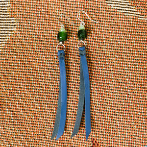 Blue and green lace earrings